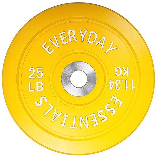 Photo 1 of 25lb Everyday Essentials Color Coded Olympic Bumper Plate Weight Plate w Steel Hub