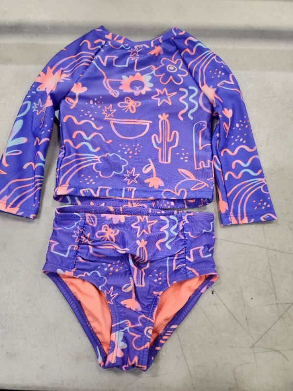 Photo 1 of Baby Girls' Floral Long Sleeve Rash Guard Set - Cat & Jack Purple 12M