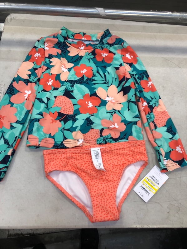 Photo 1 of Carter's Just One You Toddler Girls' Floral Rash Guard Set - Coral Pink 5T