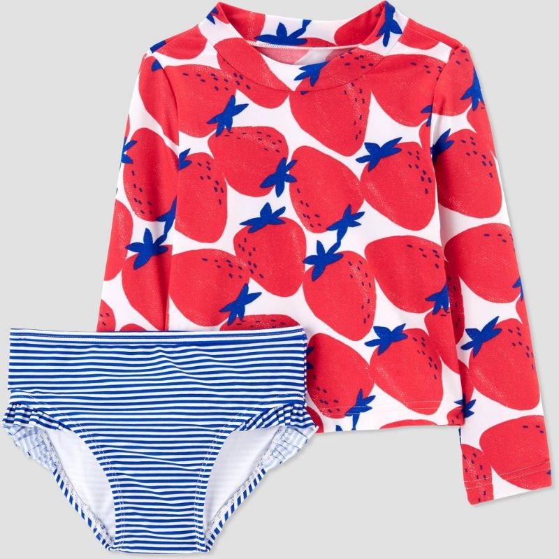 Photo 1 of Carter's Just One You® Toddler Girls' Strawberry Print Rash Guard Set - Berry Red  18M
