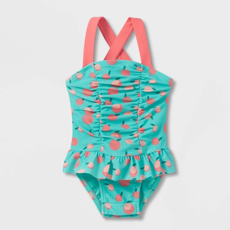 Photo 1 of Baby Girls' Fruit Print One Piece Swimsuit - Cat & Jack™ Peach Orange 0/3m