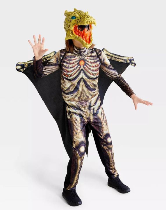 Photo 1 of Child Light up & Sound Skeletal Dragon Costume Jumpsuit W/ Mask & Wings, Target SIZE 8/10