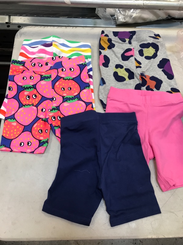 Photo 2 of Amazon Essentials Girls and Toddlers' Midi Bike Shorts (Previously Spotted Zebra), Multipacks 2T Grey/Purple/White, Cheetah/Strawberry