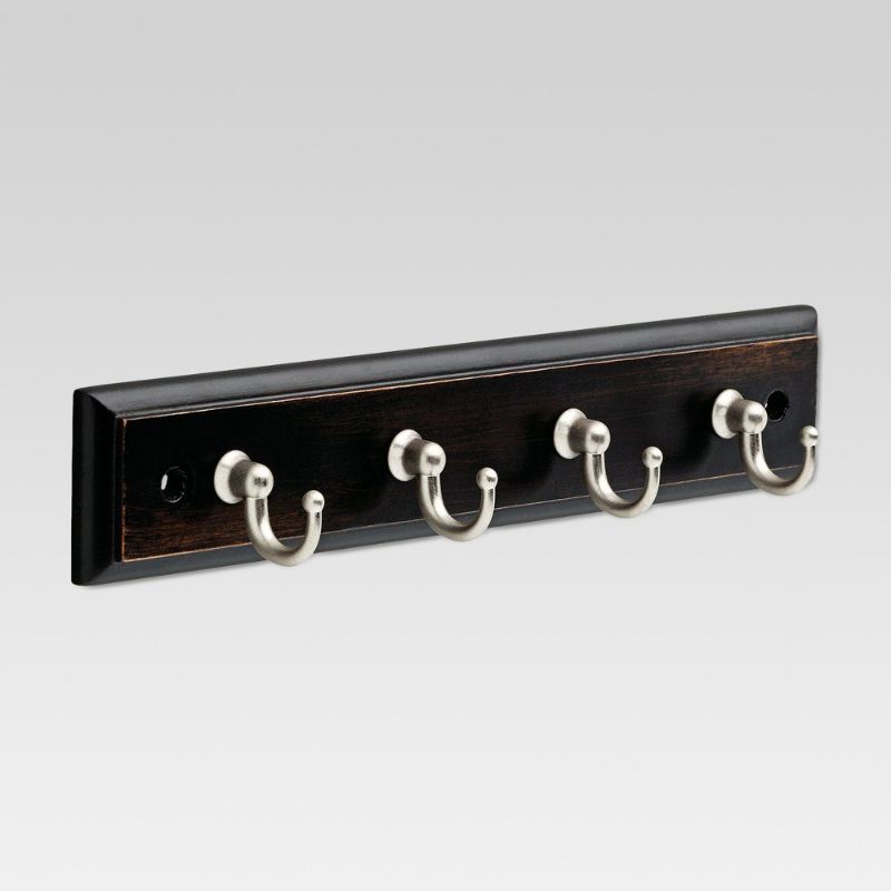 Photo 1 of 9" Key Rack with 4 Hooks - Black/Nickel - Threshold
