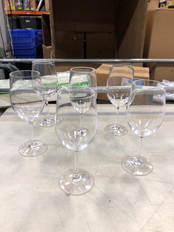 Photo 2 of 12.5-ounce Unbreakable Wine Glasses-Acrylic Plastic Stem Wine Glasses, set of 6clear color,Dishwasher Safe,BPA Free (clear color, 12.5-ounce) 12.5 ounces Clear 1