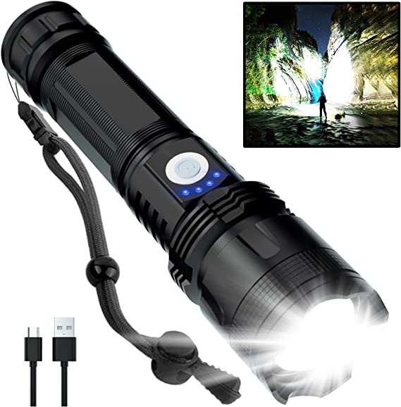 Photo 1 of Rechargeable LED Flashlights High Lumens, 100000 Lumens Super Bright Powerful Flashlights, 5 Modes, Waterproof Flashlight for Emergencies, Hiking