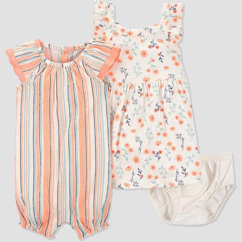 Photo 1 of Baby Girls' 2pk Striped Floral Romper - Just One You® Made by Carter's  6M