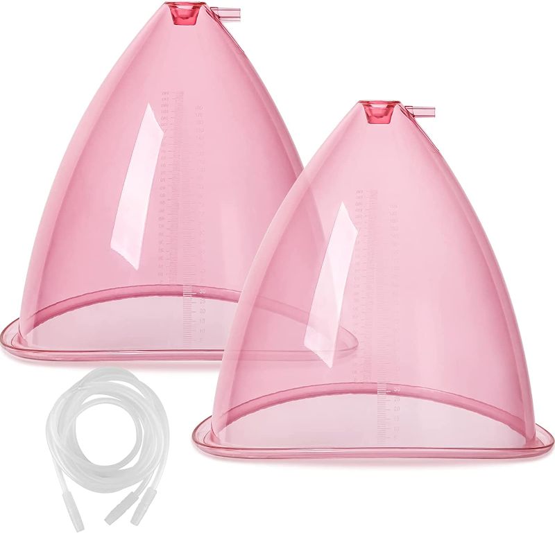 Photo 1 of 180ml Vacuum Cups - Vacuum Cupping Machine Accessories -Extra-Large XL Vacuum Therapy Suction Cups with Y-Hose,1 Pair (Pink?
