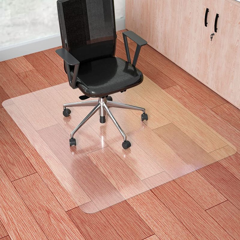 Photo 1 of 100piontONE Office Chair Mat for Hardwood Floor, 53” x 45” Clean Desk Chair Mat for Office & Home-Easy Glide and Flat Without Curling (45" X 53" Rectangle)
