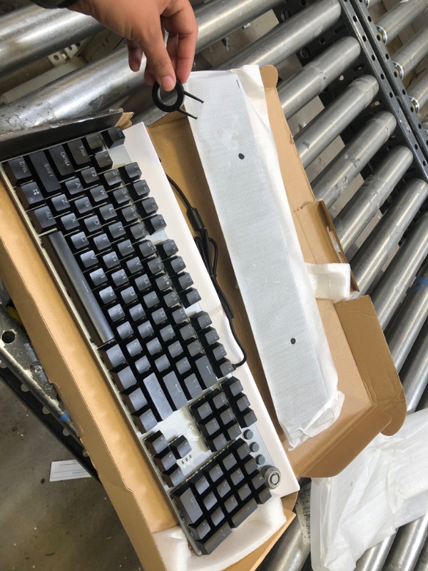 Photo 3 of AULA F2088 Punk Mechanical Gaming Keyboard, with Brown Switches, Media Control Knob, Wrist Rest, LED Rainbow Backlit, Retro Square Keycaps, 104 Keys Anti-Ghosting USB Wired Computer Keyboards Punk Black-Brown Switches