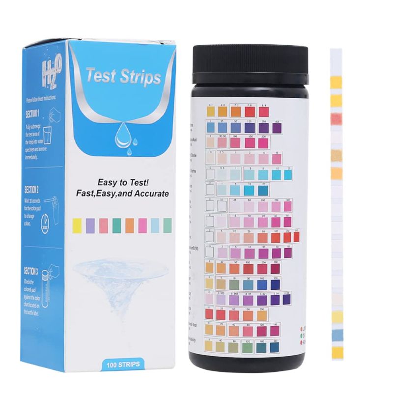 Photo 1 of 16 in 1 Water Test Strips Professional Hardness Testing Kits, Tap and Well Water Test Strips with Hardness PH Mercury Lead Iron Copper Chlorine Nitrate Chromium Cyanuric Acid and More, (100 PCS)
EXP: 7/24/2024