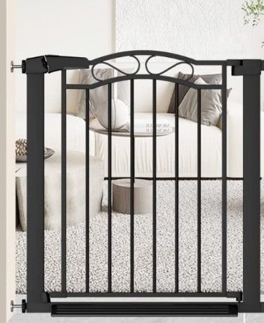 Photo 1 of Black Wide Baby Gate with Door-Walk Through Gates for 48.82"-51.57"
