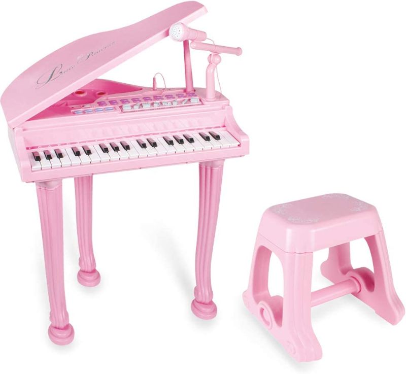 Photo 1 of Little Princess Educational 37 Keys Keyboard Kids Toy Piano with Bench and Microphone can Connect MP3 Mobile Phone for Toddlers by Baoli
