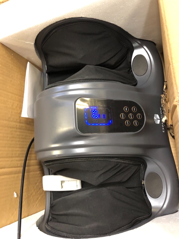 Photo 3 of Shiatsu Foot Massager Machine with Heat & Vibration, Foot and Calf Massager for Plantar Fasciitis and Neuropathy Pain, Deep Kneading, Increases Blood Flow Circulation W/Remote Control (Gray)