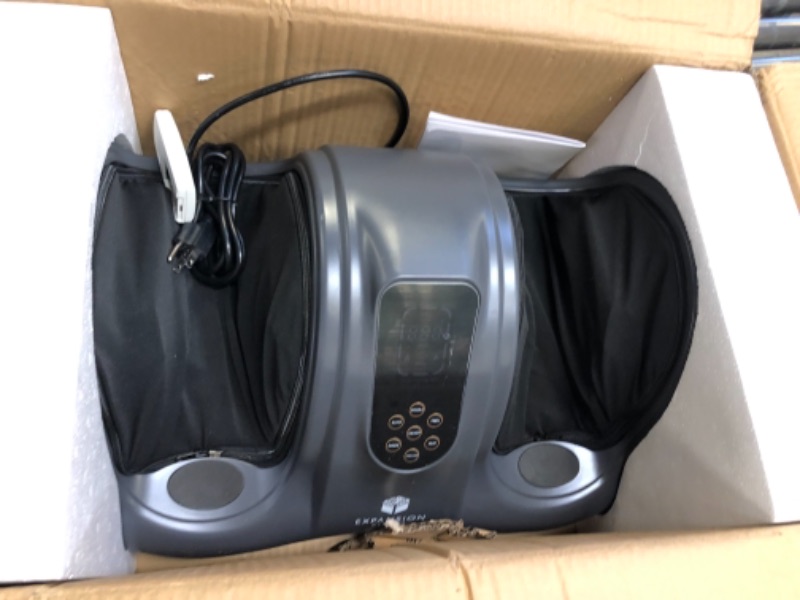 Photo 1 of Shiatsu Foot Massager Machine with Heat & Vibration, Foot and Calf Massager for Plantar Fasciitis and Neuropathy Pain, Deep Kneading, Increases Blood Flow Circulation W/Remote Control (Gray)