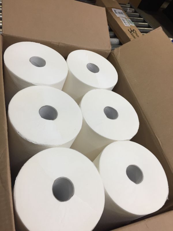 Photo 2 of High Capacity TAD Towel rolls, 10" Roll, White, 6 Rolls Premium Quality Fits Touchless Automatic roll Towel Dispenser