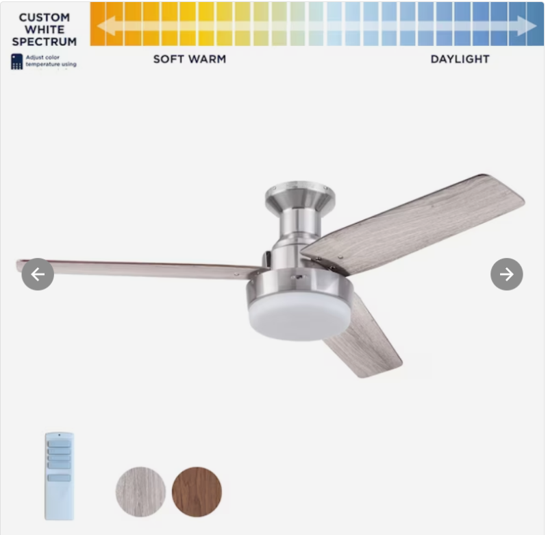 Photo 1 of Harbor Breeze Mac II 52-in Brushed Nickel Color-changing Indoor Flush Mount Ceiling Fan