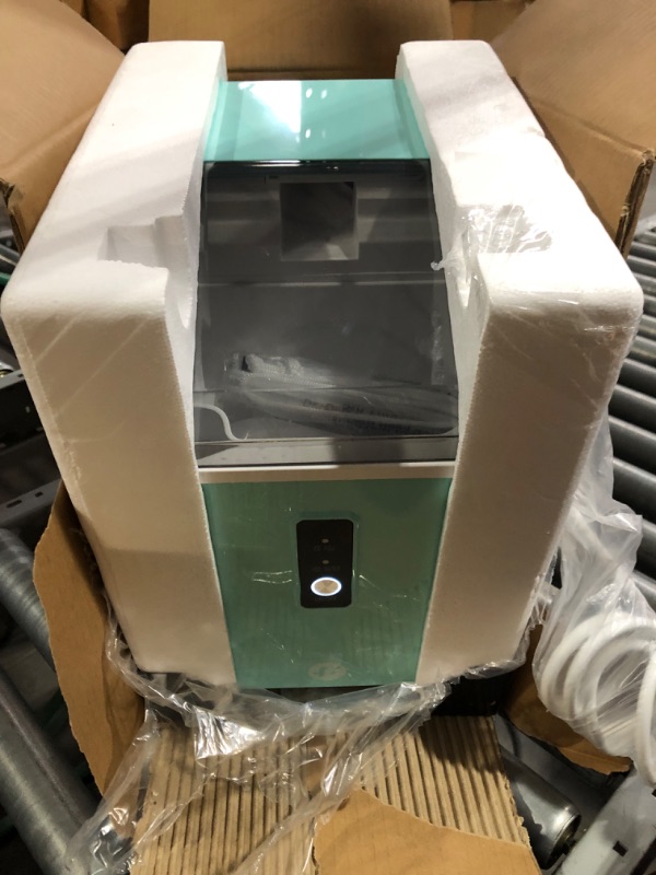 Photo 3 of Nugget Ice Maker Countertop, Crushed Chewable Ice Maker 34lbs Mint Green-Nugget ice 1