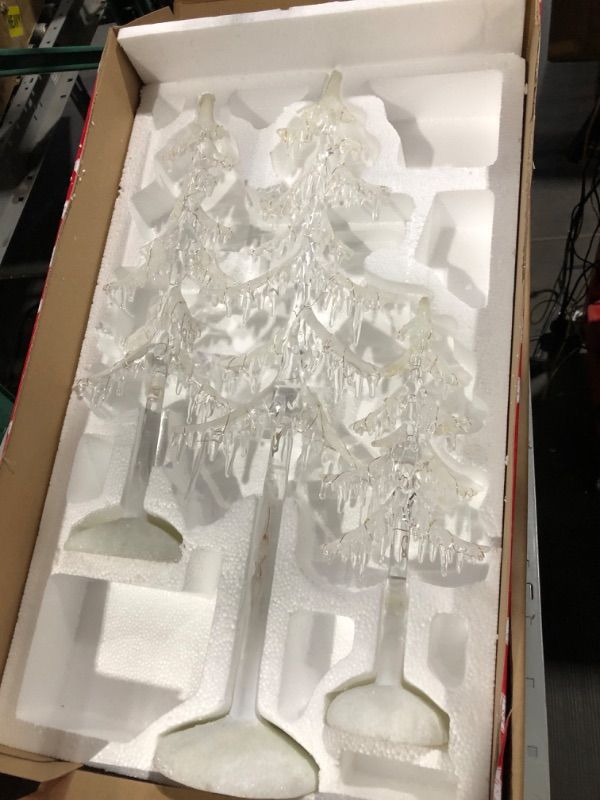 Photo 2 of Christmas Tabletop Decor, LED Lighted Acrylic Icicle Trees, 3 Pack