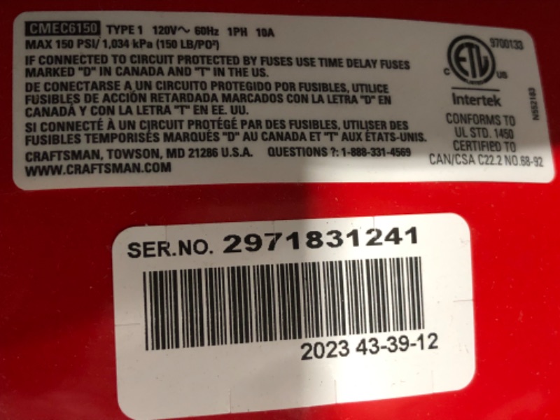 Photo 1 of CRAFTSMAN Air Compressor