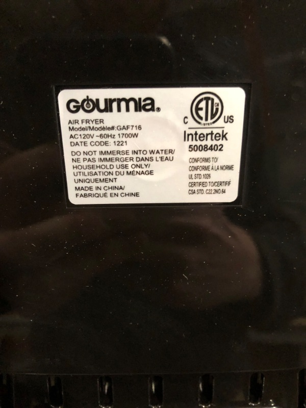 Photo 4 of Gourmia Air Fryer Oven Digital Display 7 Quart Large