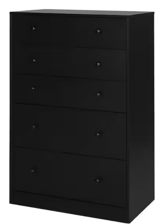 Photo 1 of 
Oversized 5-Drawer Black Chest of Drawers Dresser with 2-Large Drawers 47.6 in. H x 31.5 in. W x 15.7 in. L