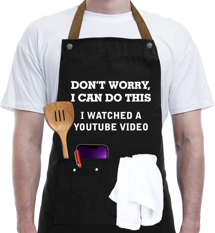 Photo 1 of Gifts for Dad from Daughter Son - Father's Day Gifts "DON'T WORRY, I CAN DO THIS, I WATCHED A YOUTUBE VIDEO" apron 