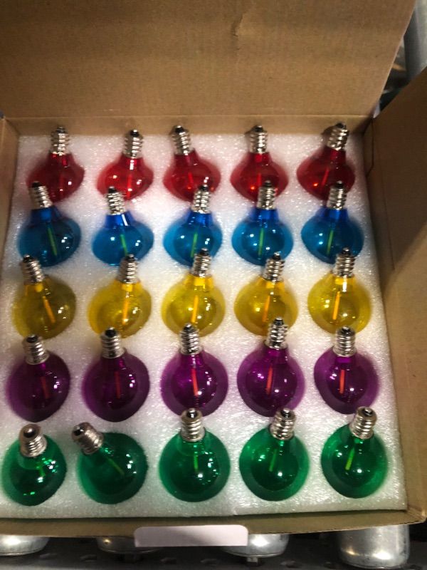 Photo 2 of SUNTHIN 25 Pack G40 Colored LED Bulbs