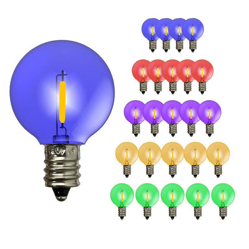 Photo 1 of SUNTHIN 25 Pack G40 Colored LED Bulbs