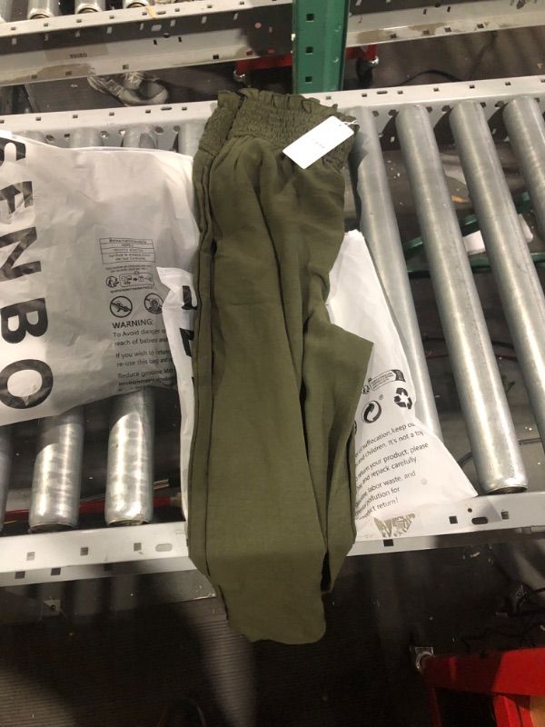 Photo 3 of GRACE KARIN Women's Paper Bag Waist Pants Slim Fit army green LARGE