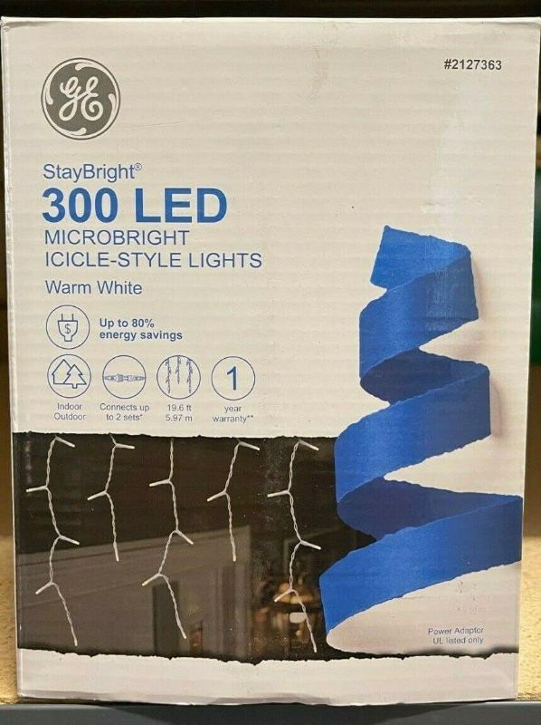 Photo 1 of STOCK IMAGE FOR REFEFRENCE - GE Lighting GE StayBright 300-Count Constant Green Micro LED Plug-in Christmas Lights