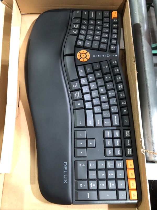 Photo 2 of DeLUX Wireless Ergonomic Keyboard, Ergo Split Keyboard with Palm Rest for Natural Typing, 2.4G and Bluetooth