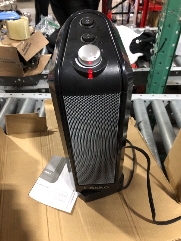 Photo 3 of (READ FULL POST) Lasko Oscillating Ceramic Space Heater for Home with Overheat Protection, Thermostat, and 3 Speeds, 15.7 Inches, Black, 1500W, CT16450