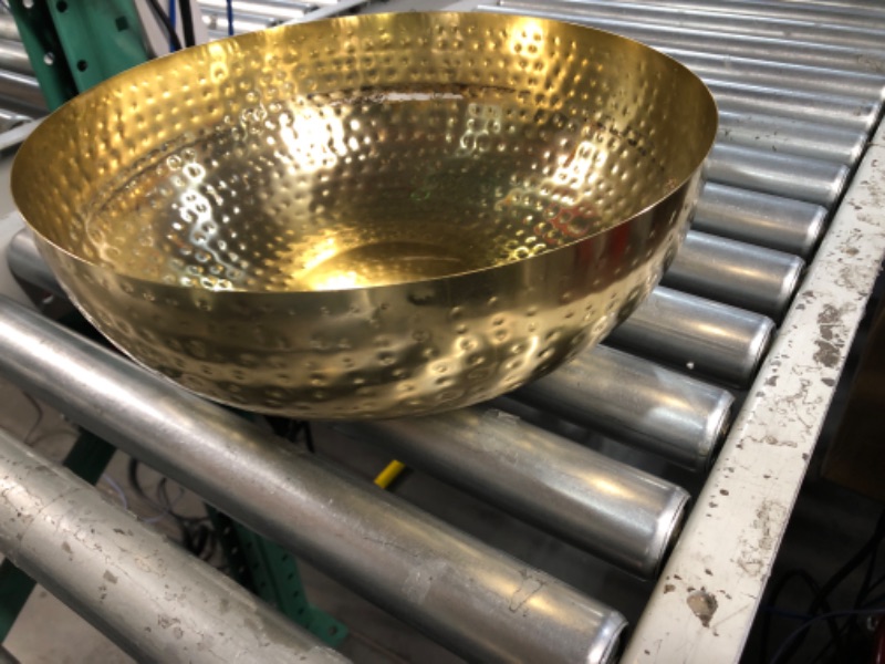 Photo 2 of **SEE NOTES/DAMAGED**
Creative Co-Op Round Hammered Metal Bowl, 14", Gold,DA7392 Gold Bowl