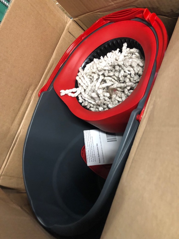 Photo 3 of (need cleaning )O-Cedar EasyWring Microfiber Spin Mop, Bucket Floor Cleaning System, Red, Gray Spin Mop & Bucket