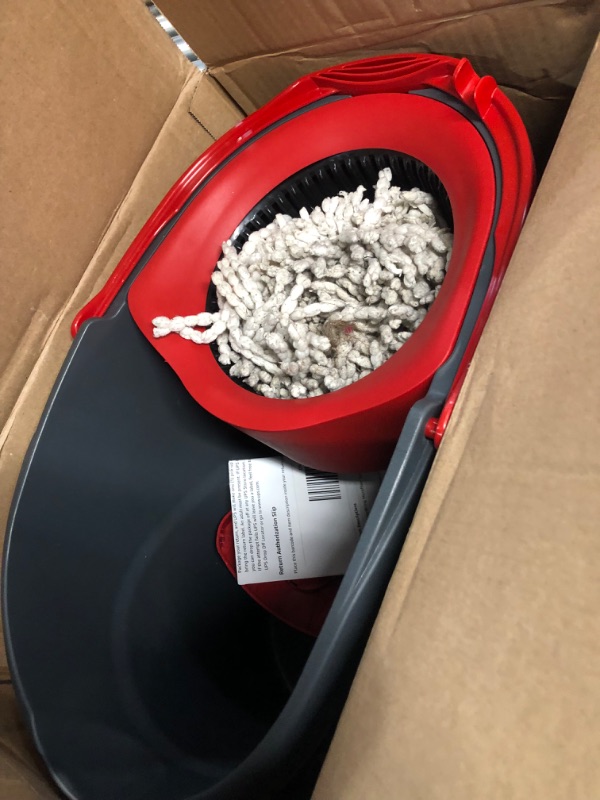 Photo 2 of (need cleaning )O-Cedar EasyWring Microfiber Spin Mop, Bucket Floor Cleaning System, Red, Gray Spin Mop & Bucket