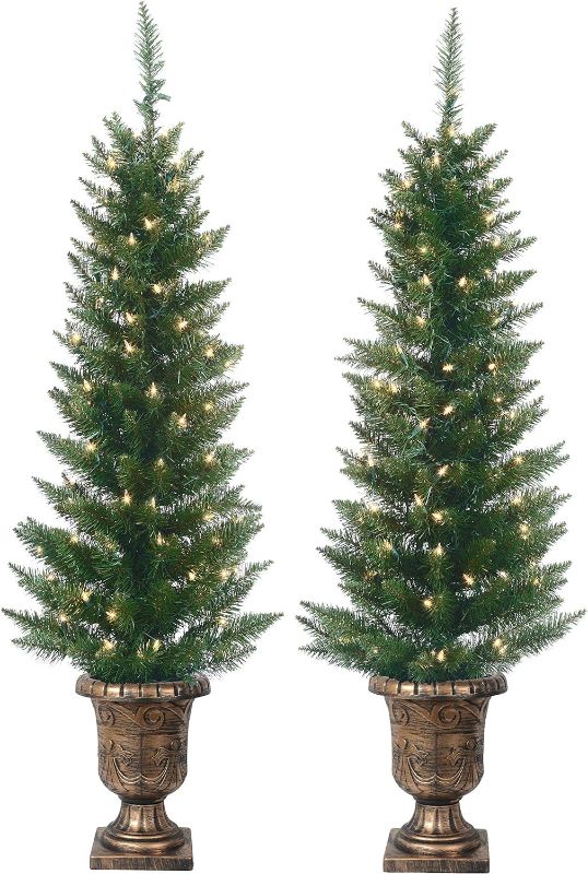 Photo 1 of *stock photo for reference* Set of 2 Lighted Pre-Potted 3.5 Foot Artificial Norway Pine