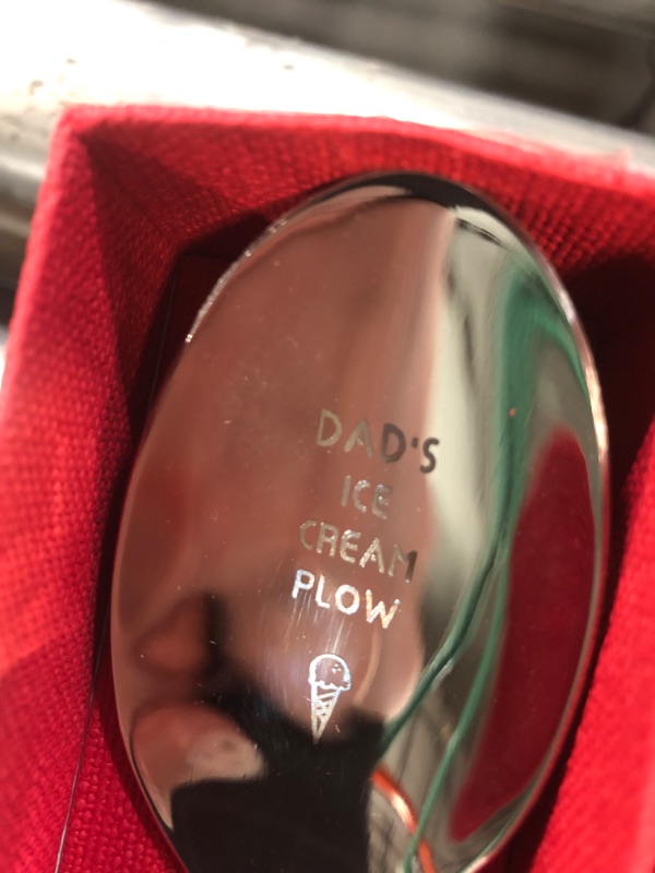 Photo 3 of "Dad's ice cream plow"  Custom Spoon, Stainless Steel Coffee Spoon, Engraved Name Ice Cream Spoon, Anniversary Birthday Christmas Gifts, Mirror Finished & Dishwasher, 2 pk