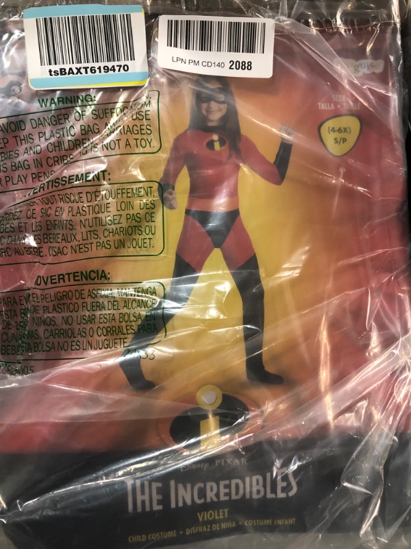 Photo 2 of Disney The Incredibles Violet Classic Girls Costume Size 4-6 S/P