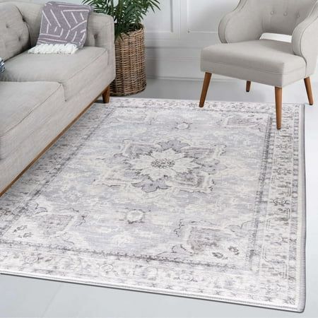 Photo 1 of ***STOCK PHOTO FOR REFERENCE ONLY***DONT THE SAME AS STOCK PHOTO***Green Decore Vernal Peoria Machine Washable, Non Shedding, Non Slip Area Rug for Living Room, Bedroom, grey blue and white 7'8" X 10'