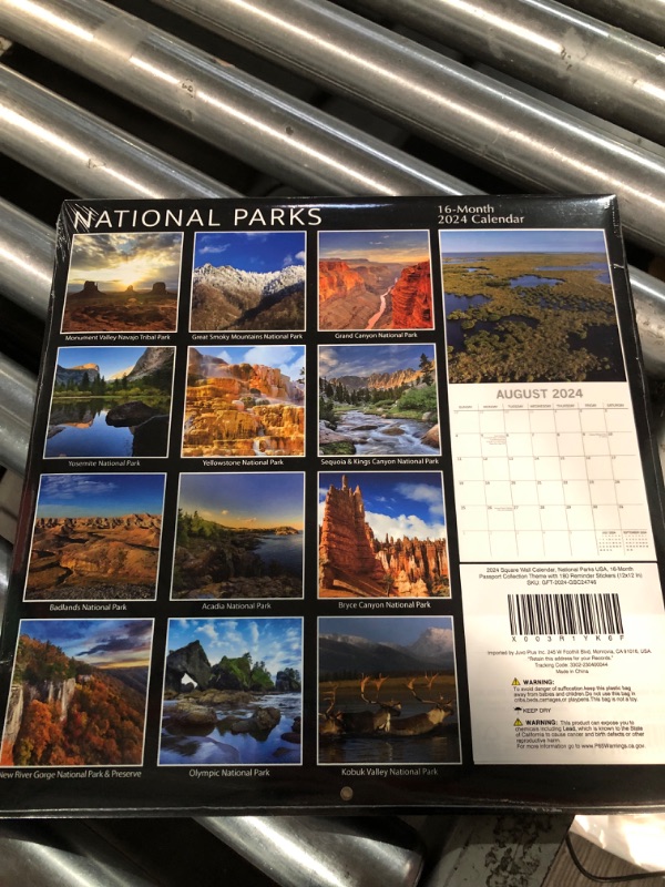 Photo 2 of **NON-REFUNDABLE** 2 PACK
2024 Square Wall Calendar, National Parks USA, 16-Month Passport Collection Theme 180 Reminder Stickers (12x12 In)