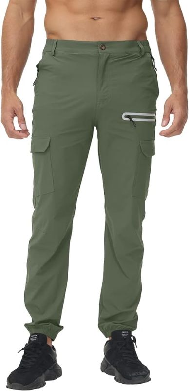 Photo 1 of Stock photo for reference
YuKaiChen Men's Water Resistant Ripstop Cargo Pants, Lightweight Hiking Travel Pants-Resilient Waistband Green 32