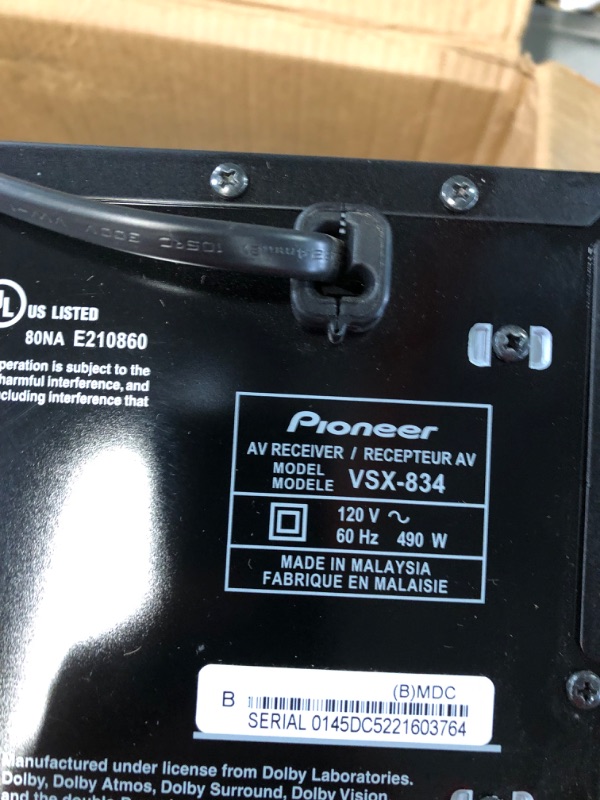 Photo 2 of READ NOTES PARTS ONLY NON REFUNDABLE 
Pioneer VSX-834 7.2-Channel AV Receiver