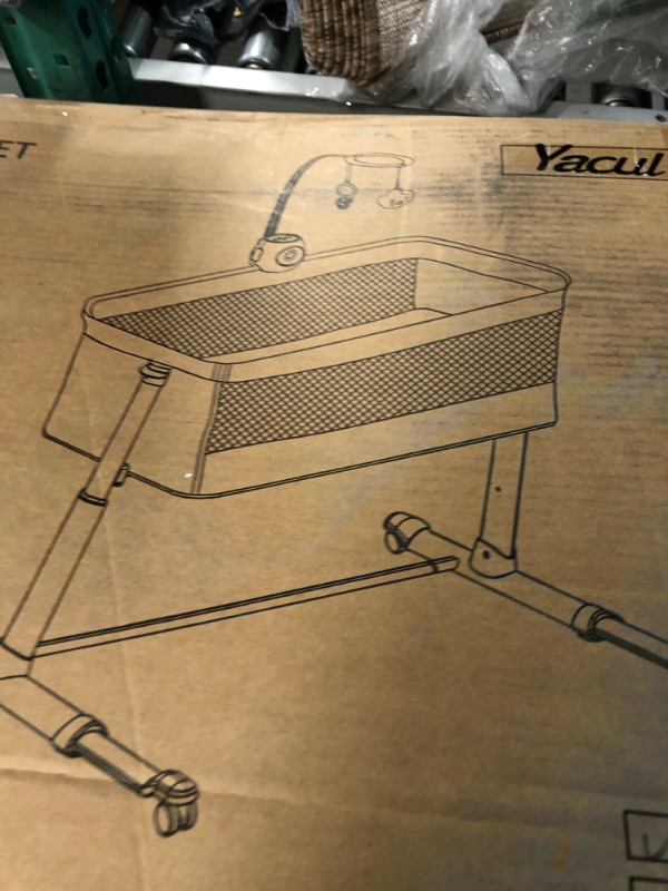 Photo 3 of Baby Bassinet, Yacul Bedside Crib Sleeper with Wheels and Music Box, Height Adjustable fit for Bed Height 19" - 26.5", 