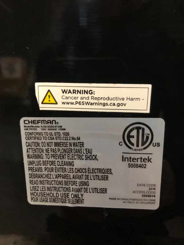 Photo 3 of CHEFMAN Large Air Fryer Max XL 8 Qt, Healthy Cooking, User Friendly, Nonstick Stainless Steel, Digital Touch Screen with 4 Cooking Functions, BPA-Free, Dishwasher Safe Basket, Preheat & Shake Reminder 8 QT SS Air Fryer