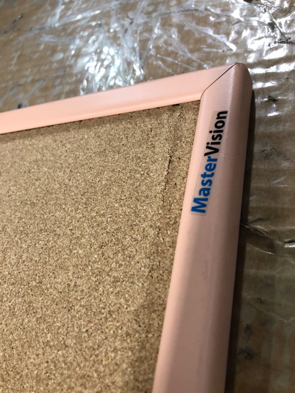 Photo 5 of MasterVision Pastel Collection Cork Bulletin Board, Salmon Colored MDF Frame, Self-Healing Cork for Push Pins, 23.62" x 17.72" 23.62" x 17.72" Salmon