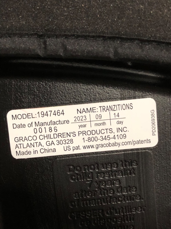 Photo 6 of ***USED***
Graco Tranzitions 3 in 1 Harness Booster Seat, Proof Tranzitions Black