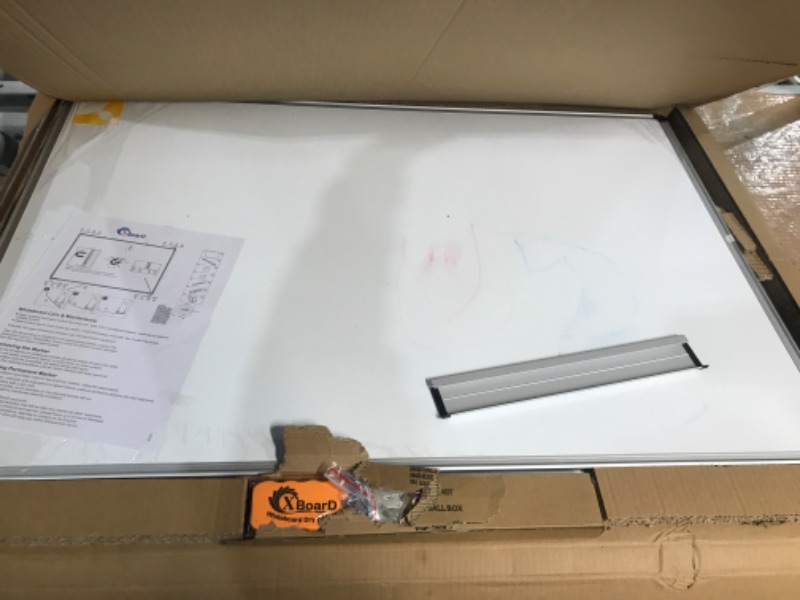 Photo 2 of XBoard Magnetic Dry Erase Board/Whiteboard, 36 X 24 Inches, Double Sided White Board,1 Dry Eraser & 3 Dry Erase Markers & 4 Push Pin Magnets 36" x 24"
