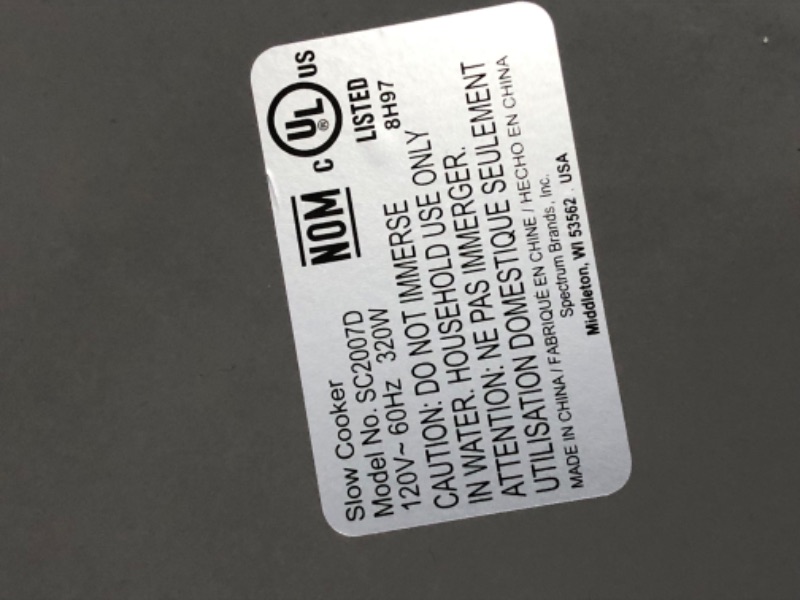 Photo 8 of ***MAJOR DAMAGE - DENTED - CRACKED - SEE PICTURES - UNABLE TO TEST***
BLACK+DECKER 7 Quart Dial Control Slow Cooker with Built in Lid Holder, Teal Pattern, SC2007D