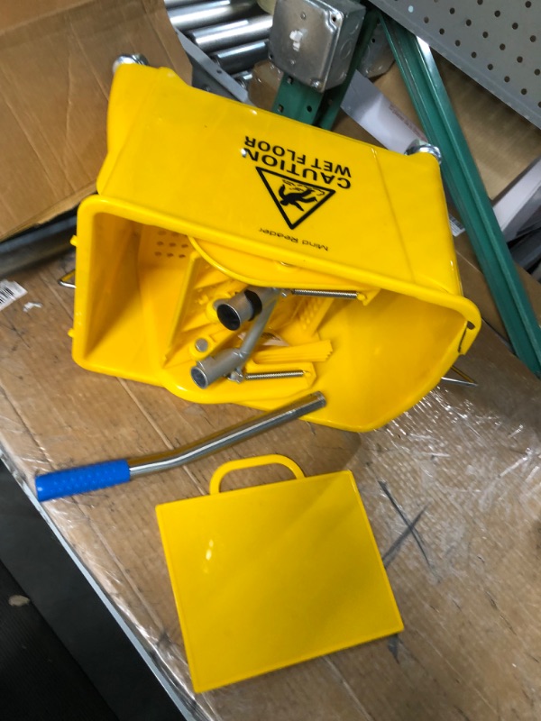 Photo 1 of Mind Reader Commercial Mop Bucket - with Down Press Wringer - 22 Quart Capacity - Yellow - MOPT20-YLW